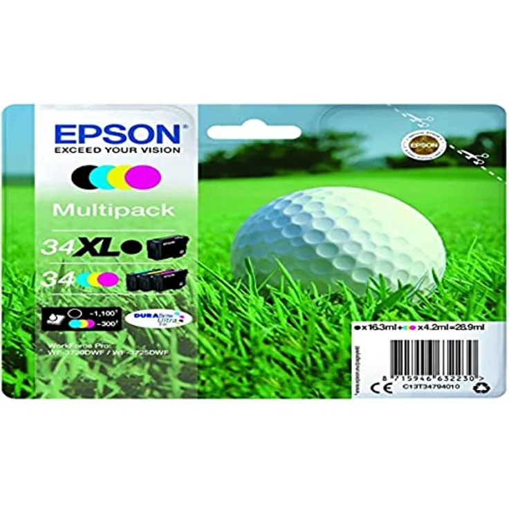 Epson c13t34794010 12.6 ml 16,3 ml 1100 Seiten 300 Seiten schwarz, cyan, magenta, gelb Tintenpatrone  Tintenpatronen (Epson, schwarz, cyan, magenta, gelb, Epson Workforce Pro wf-3720dwf, wf-3725dwf, oben, 16,3 ml, 12,6 ml) – Bild 2