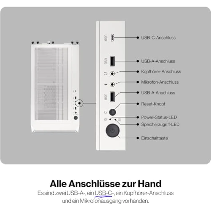 ENDORFY Arx 500 ARGB, Weißes Midi Tower PC-Gehäuse mit 4 ARGB-Lüftern und gehärtetem Glasfenster – Bild 3