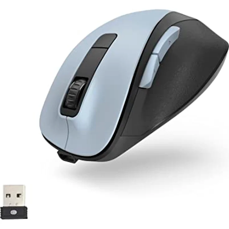 Hama ergonomische Maus (Funkmaus, 6 Tasten, 2,4GHz, BlueWave, 800/1200/1600dpi, optische Maus kabellos, wireless, Maus ergonomisch, Computermaus, für Laptop/PC, Akku, Rechtshänder) polarblau – Bild 1