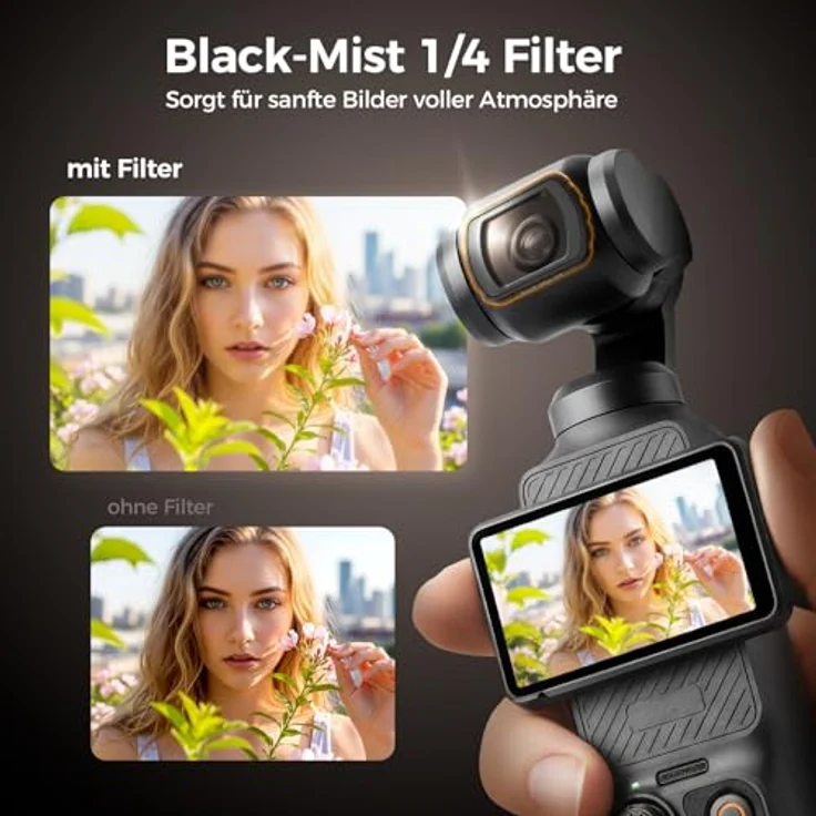 Rollei Magnetisches Filter Set für DJI Osmo Pocket 3, 3 in 1 Filters ND 2-32 + CPL + Black Mist 1/4, optisches Glas mit Nano-Beschichtung, inklusive Displayschutzfolie und Reinigungstuch – Bild 5