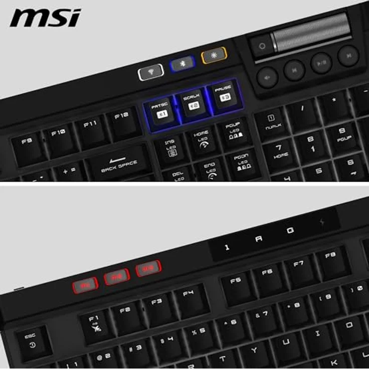MSI Strike PRO Wireless, Leise mechanische Gaming-Tastatur mit Kailh Midnight Pro Silent Tactile-Schaltern, PBT-Tastenkappen, RGB Mystic Light, 4200-mAh-Akku, US-Layout, volle Größe – Bild 3