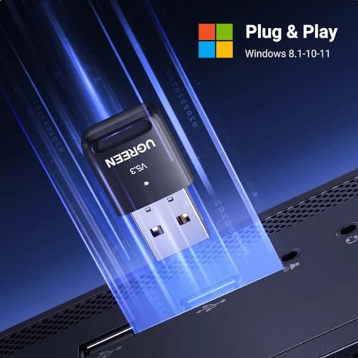 UGREEN Bluetooth Adapter 5.3, Bluetooth USB Dongle für PC mit stabiler Übertragung, Plug und Play, für Windows 11/10/8.1, 5 Geräte gleichzeitig verbindbar – Bild 3