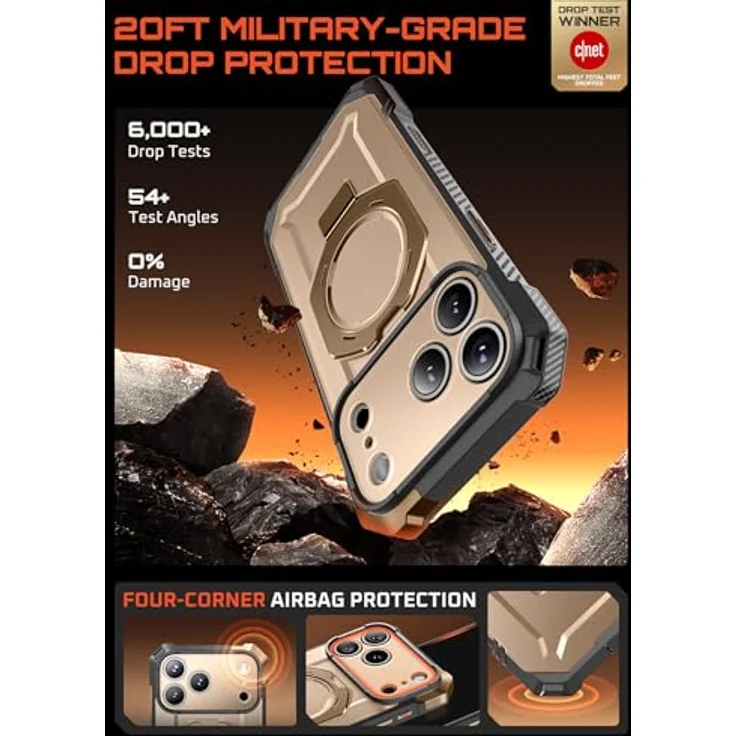 SUPCASE Unicorn Beetle Grip Hülle für iPhone 17 Pro Max, Slim & robust mit Ringhalter, MagSafe-kompatibel, Schutz nach Militärstandard, Desert – Bild 3