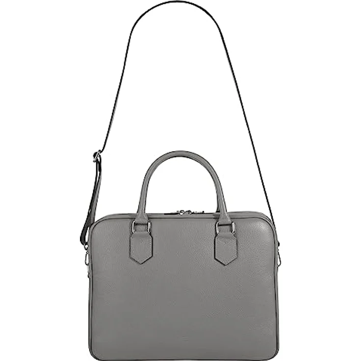 Cluty Aktentasche, echt Leder, Made in Italy, 28x35x13 cm, mit abnehmbarem Schultergurt und mehreren Fächern – Bild 7