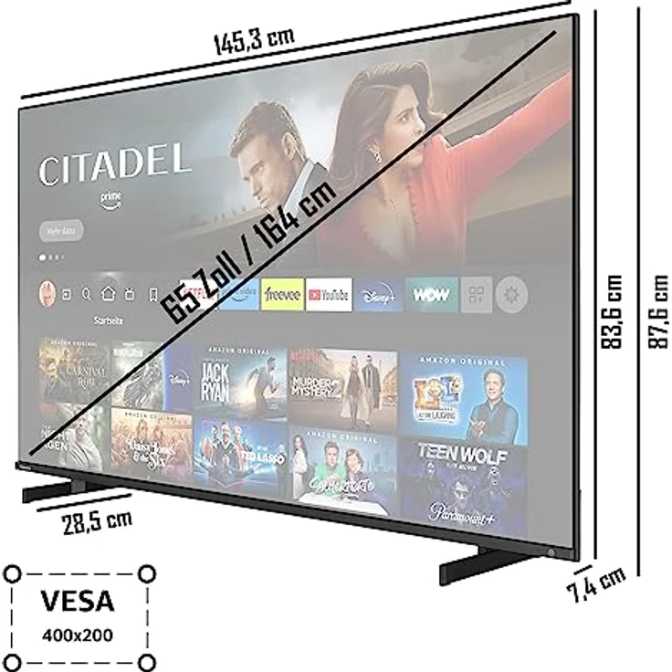 Toshiba 65QF5D63DA 65 Zoll QLED Fernseher/Fire TV (4K Ultra HD, HDR Dolby Vision, Smart TV, Triple-Tuner, Alexa Built-In, Bluetooth, Sound by Onkyo) [2023] – Bild 3