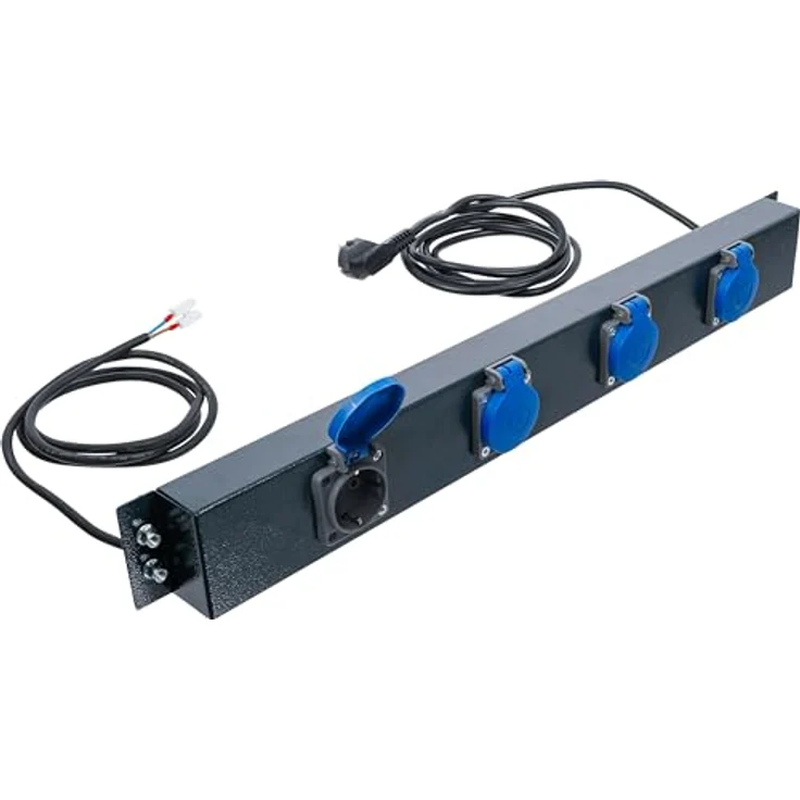 BGS 80190, Netzversorgungsleiste 4-fach 230 V mit Kunststoffabdeckungen für Schrankwand-System – Bild 1