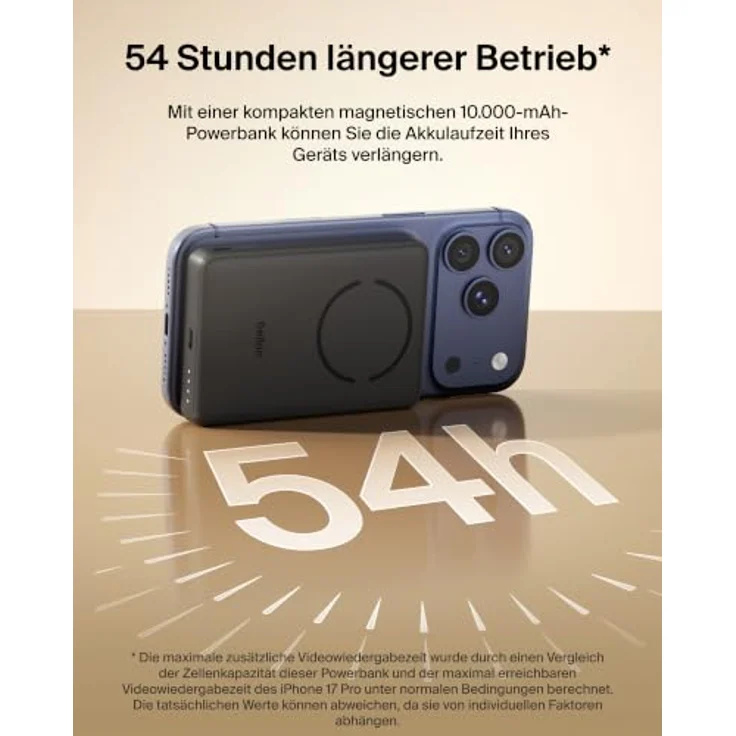 Belkin BoostCharge Power Bank, Slim Magnetic mit Qi2, USB-C, 30 Watt, 10000 mAh, Schwarz – Bild 2