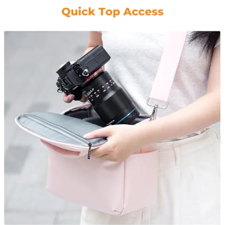 K&F CONCEPT Kamera-Rucksack Umhängetasche, SLR-Taschen mit herausnehmbarer Trennwand, rosa, für täglichen Gebrauch und Outdoor-Reisen – Bild 4