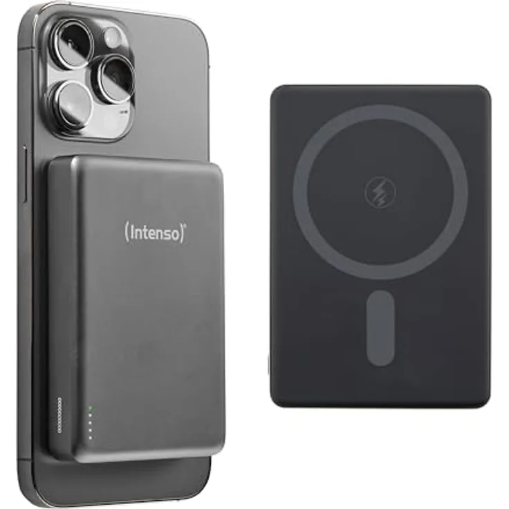 Intenso MW10000 Magnetische Powerbank 10000 mAh, MagSafe kompatibel, Wireless Charging 15W, USB-C PD 20W, Grau