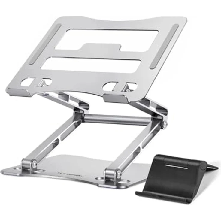 WOZINSKY Einstellbarer Laptop- und Tablet-Ständer aus Aluminium, Silber, 11-17,3 Zoll, mit Kühlloch, Faltbar, Rutschfest