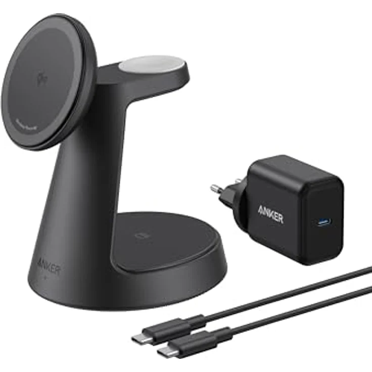 Anker MagGo 3-in-1 15W MagSafe kompatibles Ladegerät, iPhone Induktive Ladestation, Qi2-zertifiziert Wireless Charger für iPhone 16/15/14/13/12, Apple Watch, AirPods Pro (Adapter inkl.) – Bild 1