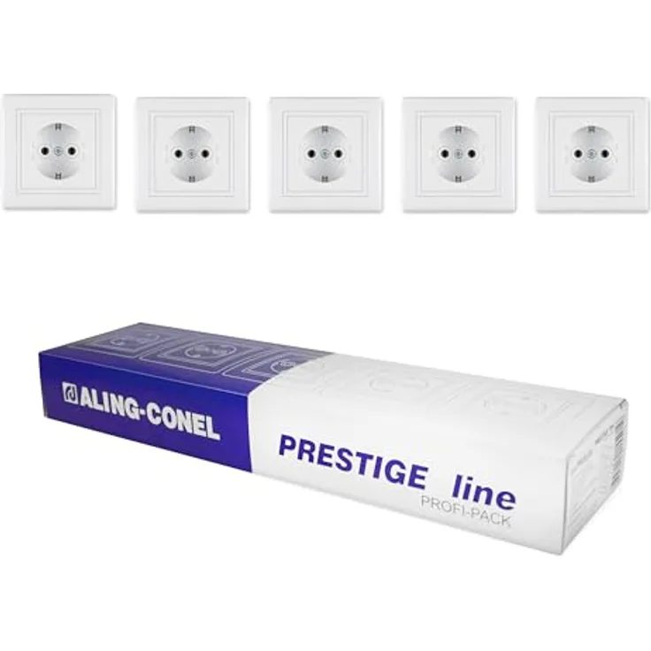 ALING-CONEL Weiß (RAL 9003) 20sets, Schutzkontakt Steckdose Unterputz, VDE-Zertifiziert, einfache Montage