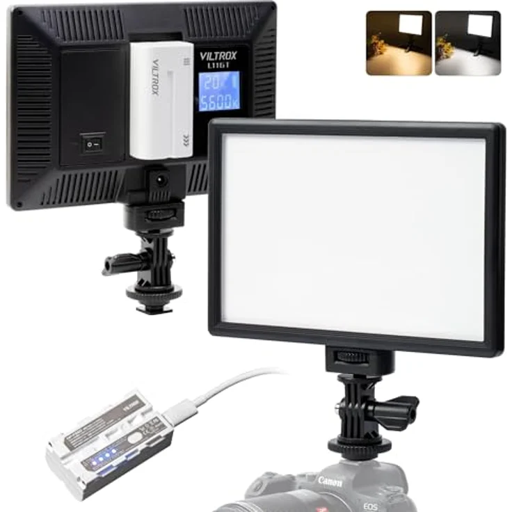 VILTROX L116T Dimmbar LED-Videoleuchte 3300K-5600k Farbtemperatur Studioleuchte Fotoleuchte für DSLR Kameras und Videokameras (ohne Batterie) – Bild 3