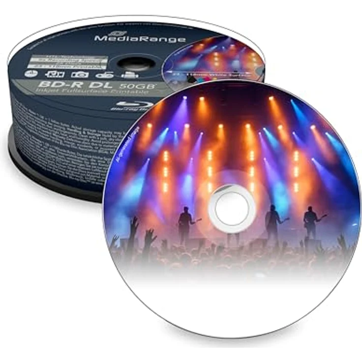 MediaRange BD-R Dual Layer 50GB 6-Fache Schreibgeschwindigkeit, Vollflächig bedruckbar, 25er Cakebox – Bild 3