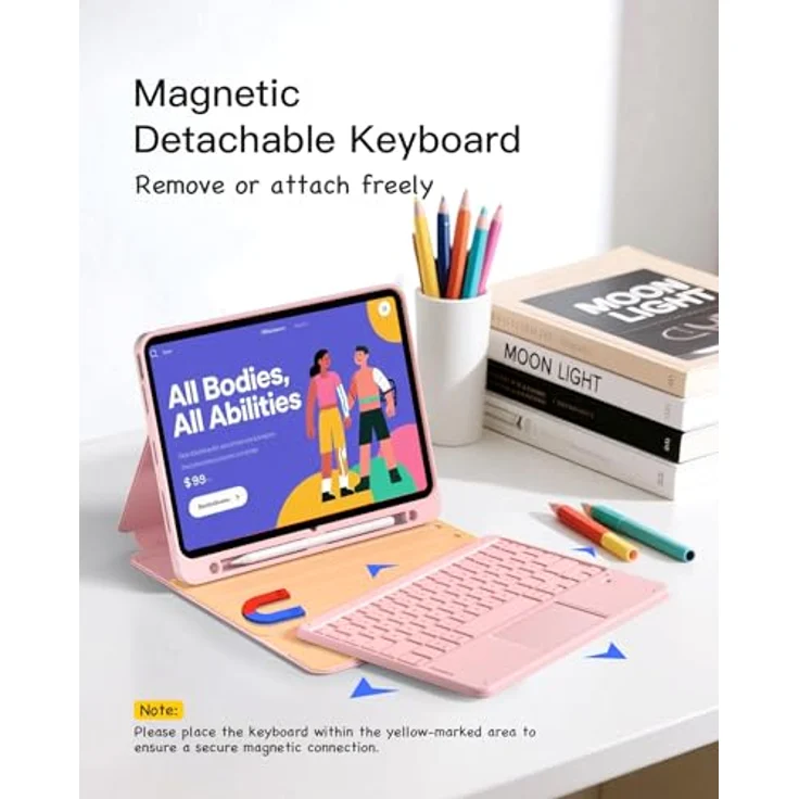 Inateck iPad Hülle mit abnehmbarer Tastatur, Touchpad und Stifthalter für iPad 10/11 Gen. A16, Air 11 Zoll M3/M2, Pro 11, 360° Rundumschutz, verstellbarer Ständer – Bild 3