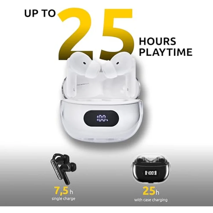 Intenso Buds Earphone Plus T312AE White, kabellose In-Ear-Kopfhörer mit Freisprechfunktion und 7,5 Stunden Akkulaufzeit – Bild 4