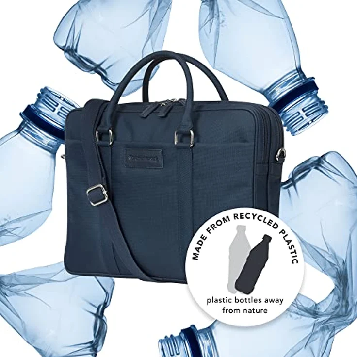 dbramante1928 Ginza - 16" Duo Pocket Laptop Bag Recycled - Handgefertigt aus recyceltem Material, blau, mit zwei Hauptfächern und abnehmbarem Schultergurt – Bild 4