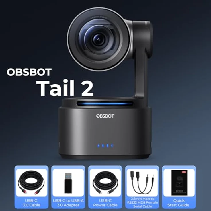 OBSBOT Tail 2 4K PTZR NDI-Kamera, 60fps, 5X optischer Zoom, AI Auto Tracking, 1/1,5 Zoll 50MP, HDMI/SDI/USB/IP-Multiausgang für Live-Veranstaltungen im Kirchengottesdienst – Bild 3