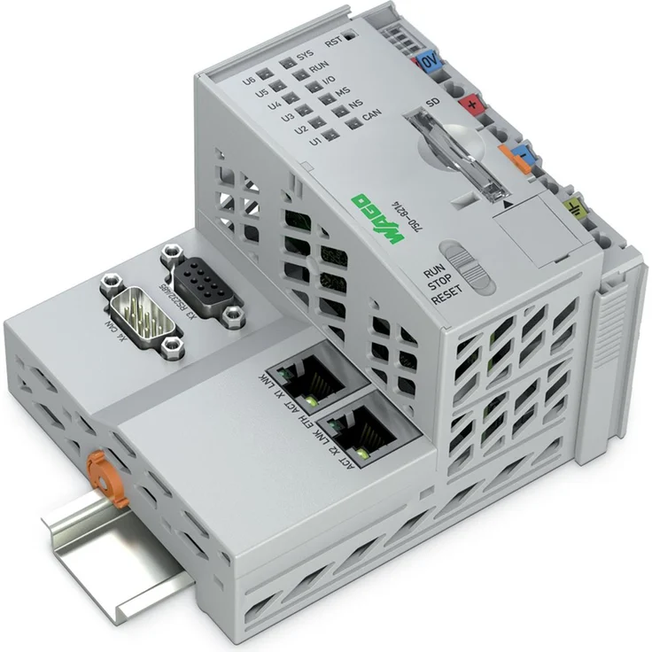 Wago PFC200 Controller, Netzwerk Switch mit 2 x Ethernet, RS-232/-485, grau