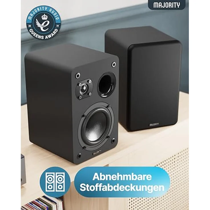 MAJORITY D70X Lautsprecher Boxen | 2 x 30W Passive Regallautsprecher mit Kohlefaser-Membranen, 6Ω Impedanz, Frequenzgang 40Hz-20kHz, Schwarz – Bild 4