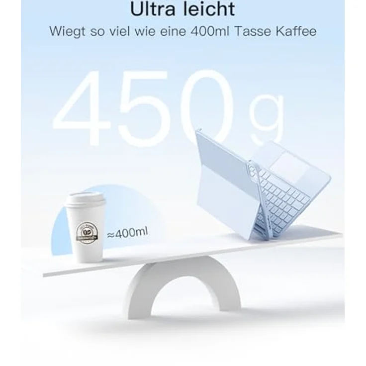 Inateck Hülle mit Tastatur, Ultraleichte Tastatur für iPad 10 Generation, iPad Air 6 11 Zoll 2024, iPad Air 5/4 10.9 Zoll, iPad Pro 11 4/3/2/1 Gen, Abnehmbar, mit Touchpad, QWERTZ, KB04122 – Bild 3