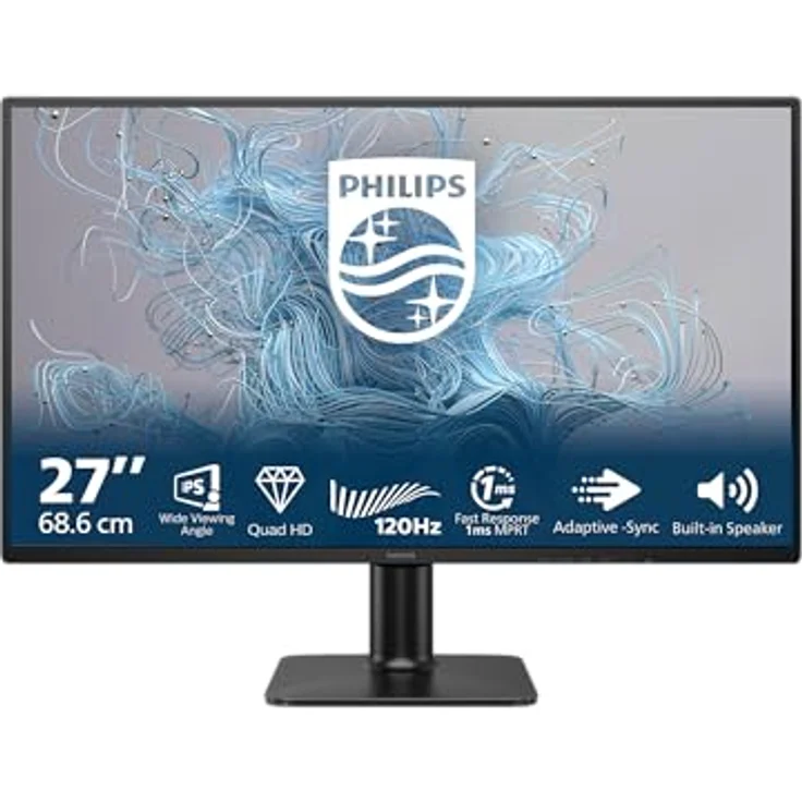 Philips 27E2N2500, 27 Zoll QHD Monitor mit 120Hz, 1ms MPRT, IPS, Adaptive Sync, HDR10, Schwarz/Rot – Bild 2