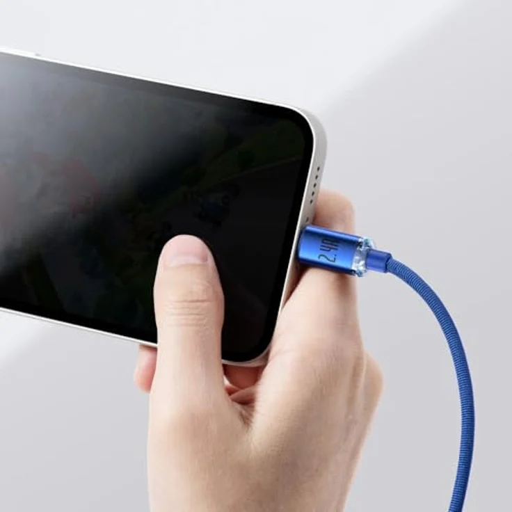 Baseus Crystal Shine Series Kabel USB Typ A - Lightning, 2.4A, 2m, blau, für schnelles Aufladen und Datenübertragung – Bild 7