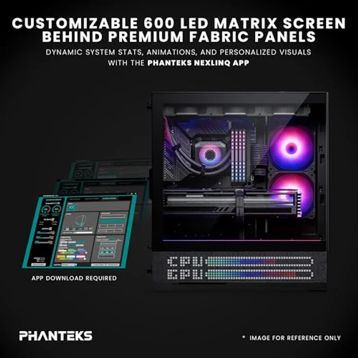 Phanteks XT View Matrix RGB, Midi Tower Gehäuse mit gehärtetem Glas, E-ATX Unterstützung, Schwarz – Bild 2