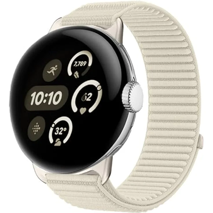 GIOPUEY Geflochtenes Nylon Armband für Google Pixel Watch 4/3/2/1 41mm, unisex, elastisch, beige, hohe Atmungsaktivität und einfacher Wechsel – Bild 1