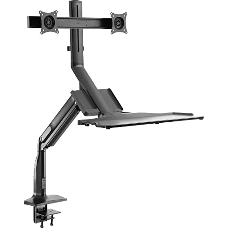 RICOO Monitorhalterung 2 Monitore Monitor Halterung Tisch Gasdruckfeder für 13-27 Zoll VESA Tischhalterung, Monitorarm TS6411 Arm Bildschirmhalterung Bildschirm Halter, Arme für Computermonitore