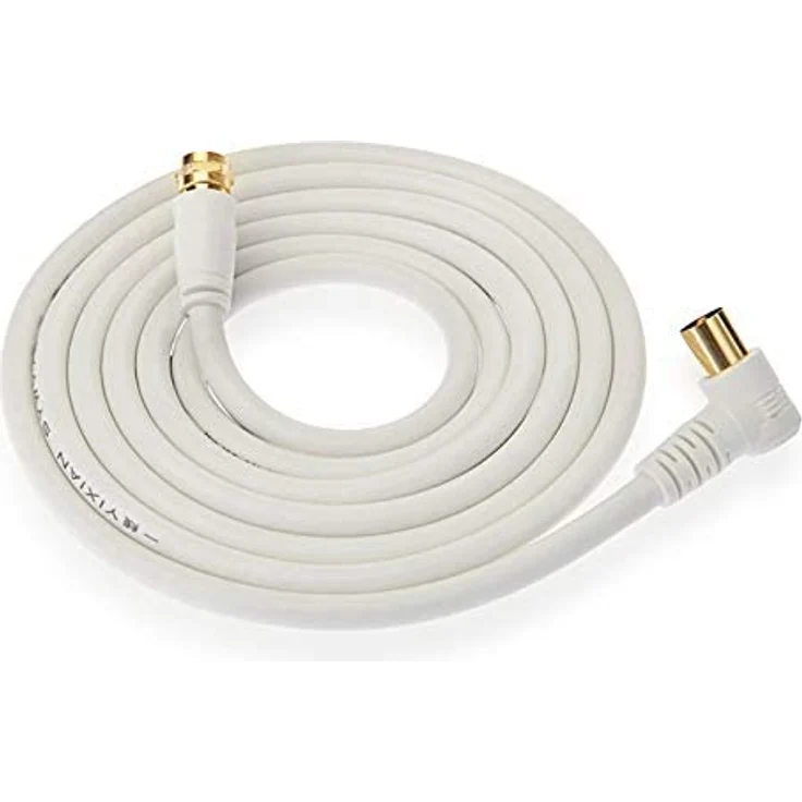 Aukson P96C Koaxial Kabel 1,5m – 90° Winkel F-Stecker auf IEC Antenne, HDTV Satellitenkabel für DVB-S/DVB-C, Weiß, hohe Signalübertragung und flexible Anwendung – Bild 3
