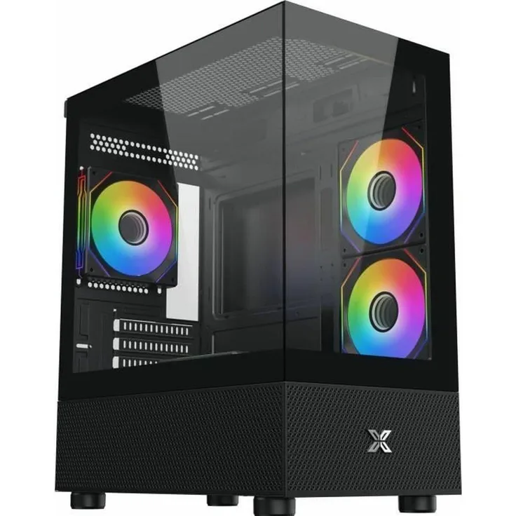 Xigmatek Alphard M, ATX Semi-Tower PC Gehäuse mit getönten Glas-Panels und ARGB-Beleuchtung, Schwarz