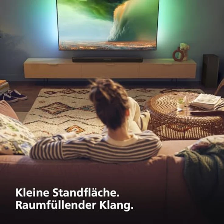 Philips TAB6309 Soundbar 2.1 mit drahtlosem Subwoofer - 2,1 Kanal 320W, DTS Virtual X, Bluetooth 5.4, HDMI ARC, optische Verbindung und USB-Konnektivität - Dunkelgrau – Bild 2