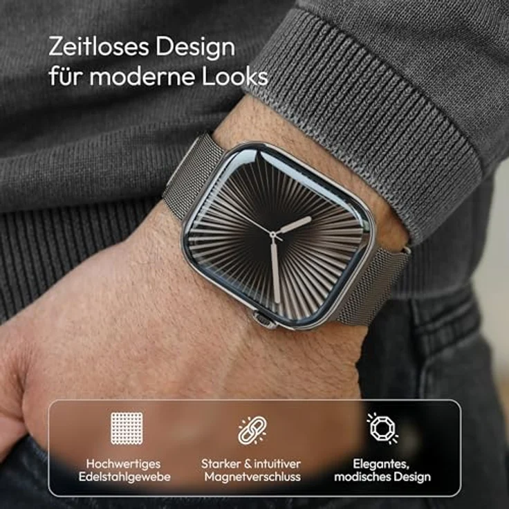 Vonmählen Milanese Loop 2 Armband für Apple Watch, 40/41/42 mm, Granite Grey, Versandkostenfrei – Bild 2