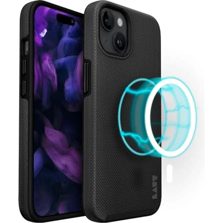 LAUT Shield Hülle für iPhone 15 (6.1") – 14ft Aufprallschutz, doppellagiger Schutz, kompatibel mit MagSafe, kratzfest, schwarz – Bild 4
