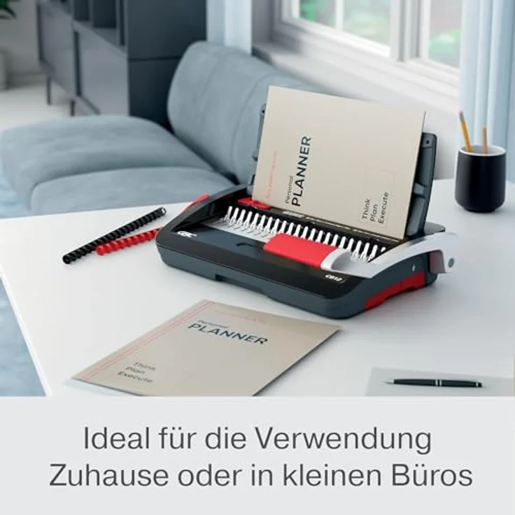 GBC CombBind CB12, Manuelles Bindegerät für bis zu 165 A5/A4-Blätter, 12 Blatt Stanzer, kompaktes Design, Schwarz/Silber, 4410060 – Bild 2