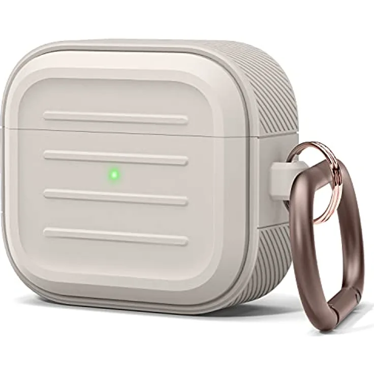 elago Schutzhülle mit Schlüsselanhänger, kompatibel mit AirPods 3 – unterstützt kabelloses Wiederaufladen, stoßfest und bietet umfassenden Schutz (Stone)