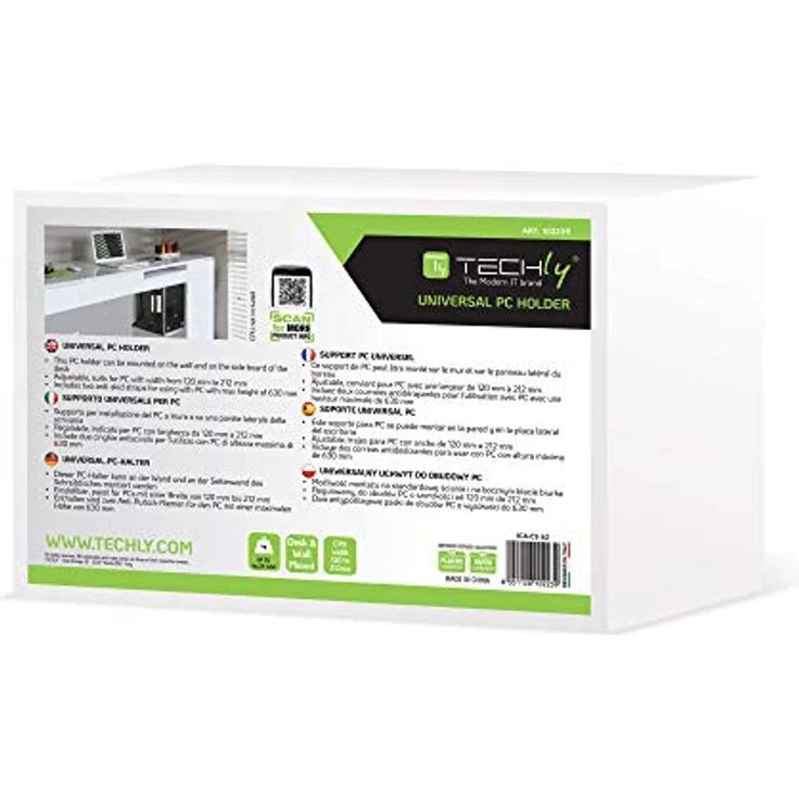 Techly 102239 PC-Halterung für Wand oder Schreibtisch, Schwarz – Bild 2