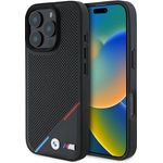 BMW BMHMP16L23PUPDK iPhone 16 Pro Hardcase, perforiert mit Tricolor Line und MagSafe, schwarz