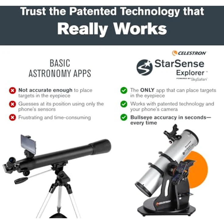 Celestron StarSense Explorer 130mm Tabletop Dobson, Teleskop mit Zielerkennung und stabiler Tischmontierung – Bild 11
