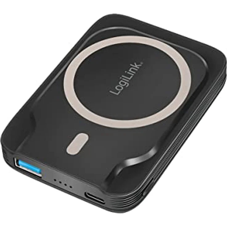 LogiLink PA0287 - magnetische Wireless Powerbank mit 5000 mAh, kabelloses Laden von QI-Geräten oder USB-C PD (PowerDelivery 3.0) + USB-A QC (QuickCharge 3.0) – Bild 1