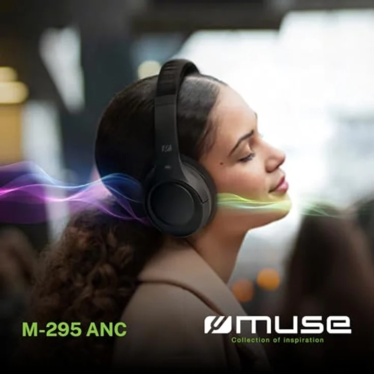 MUSE M-295 ANC Bluetooth-Stereo-Headset, Over-Ear mit 35 dB Active Noise Cancelling, 40 Stunden Spielzeit, doppeltem Mikrofon und Tragetasche – Bild 3