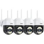 ZOSI Pan/Tilt WLAN Überwachungskamera Aussen 4er Set, 2K Kabellose IP Kamera mit Plug-in Strom, 355°/140° Schwenkbar, Personenerkennung, C289