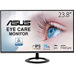 ASUS Eye Care VZ24EHE - 24 Zoll Full HD Monitor - Schlankes Design, Rahmenlos, Flicker-Free, Blaulichtfilter, FreeSync - 75 Hz, 16:9 IPS Panel, 1920x1080 - HDMI, D-Sub