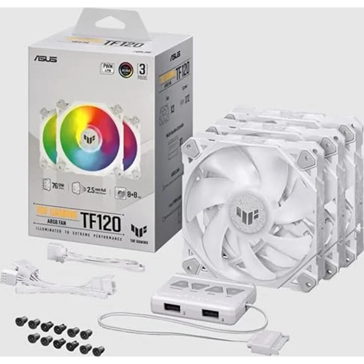 TUF Gaming TF120 ARGB-Gehäuselüfter White Edition 3IN1 mit ARGB Controller – Bild 4