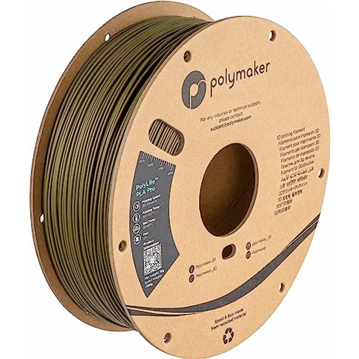 Polymaker PolyLite PLA PRO Army Grün, 3D-Druckfilament mit hoher Zähigkeit und Steifigkeit, 1.75mm, 1kg – Bild 1