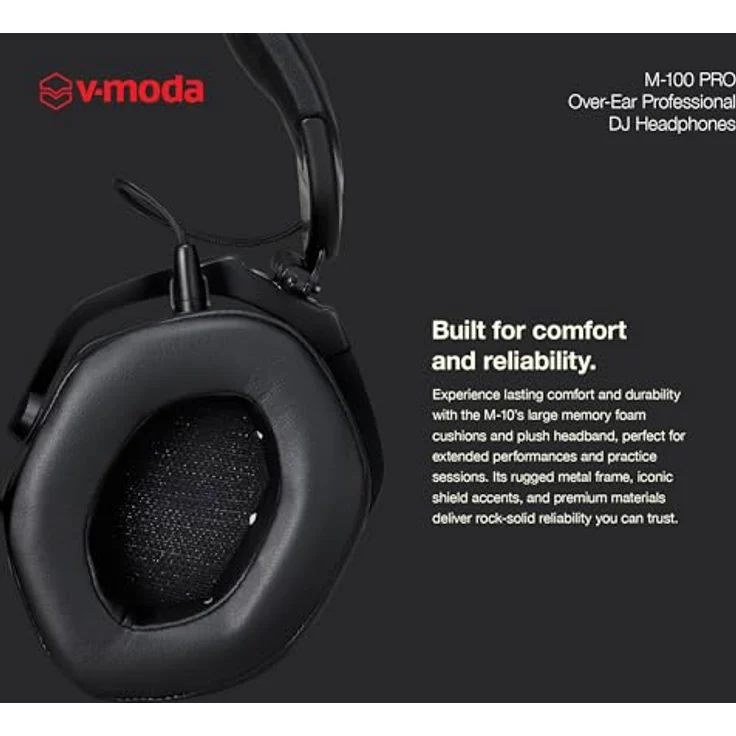 V-Moda M-100 PRO, Over-Ear DJ-Kopfhörer mit Keramik-Treibern, 5 Hz - 40 kHz Frequenzbereich, schwarzes Design – Bild 5