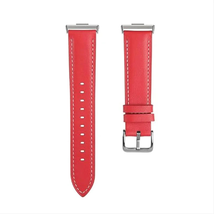 GIOPUEY Echtleder Armband für Huawei Watch Fit 3/4/4 Pro, verschleißfest, atmungsaktiv, rot – Bild 2