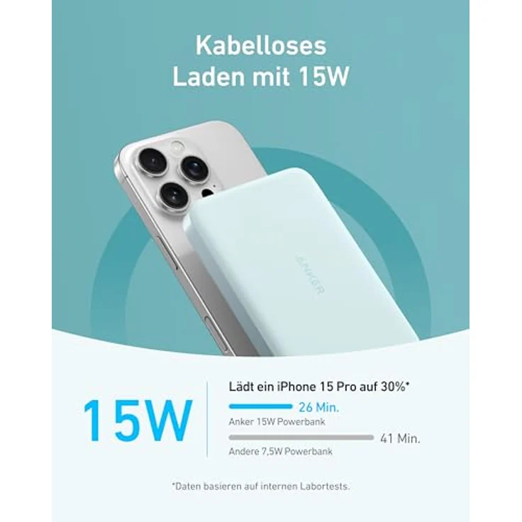 Anker MagGo Powerbank, Ultra-schlankes 10.000mAh magnetisches Akkupack, Qi2-zertifiziert, nur für iPhone 15/14/13/12, grau – Bild 3