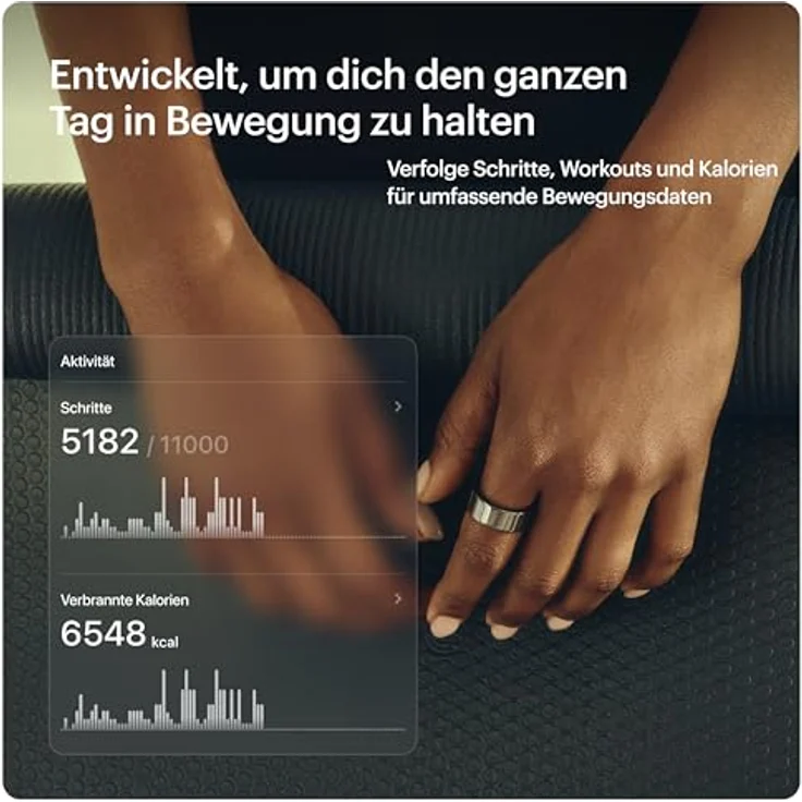 Ultrahuman Ring Air (7, Space Silver), Smart Ring aus Titan mit Herzfrequenz- und Temperatursensor, Silber – Bild 5